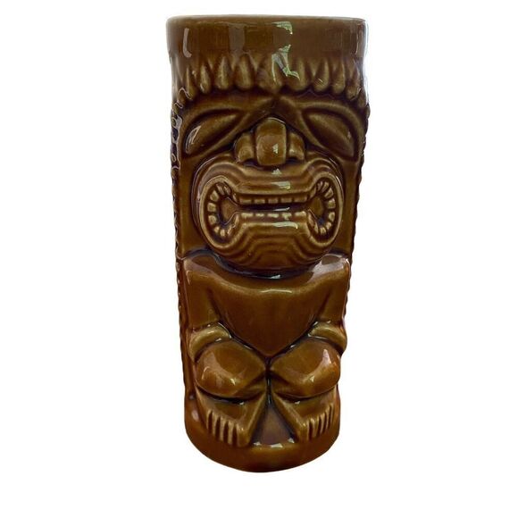 Vintage Orchids Of Hawaii Brown Tiki Mug - Picture 1 of 6